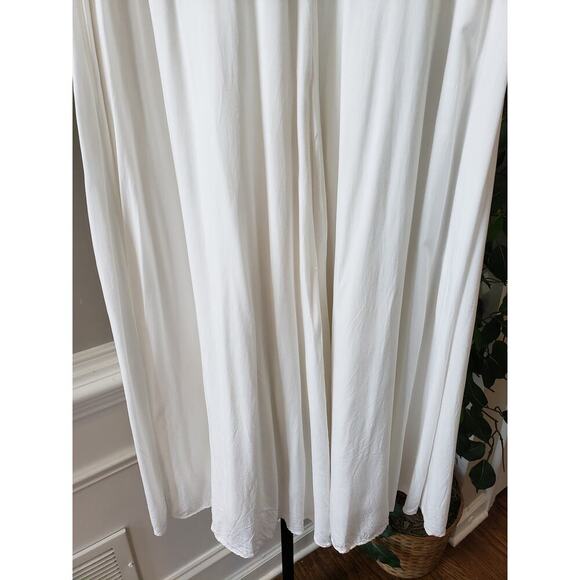 Aakaa Trouser Pants Women's M White Solid Elastic Waist Pull On Wide Leg Coastal - Picture 10 of 14